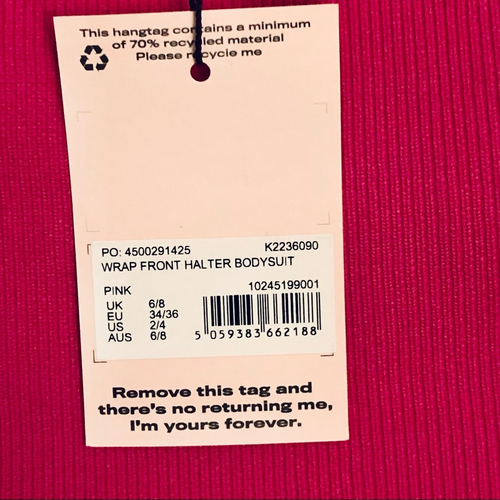 Pink Wrap Front Halter Bodysuit - Picture 2 of 4